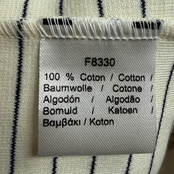 Lacoste Striped Cotton Knit Dress with Back Cutout Navy White Pleated Size 42 - Picture 7 of 9